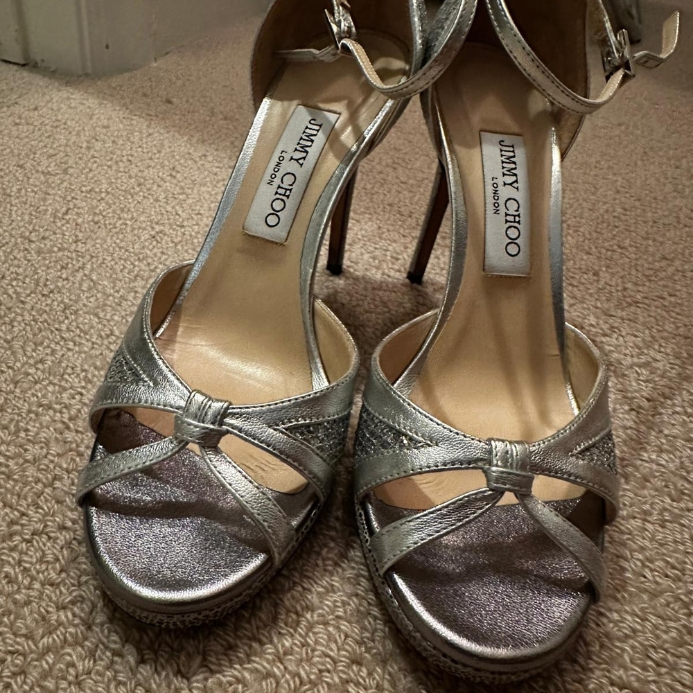Jimmy Choo Metallic Silver Heels